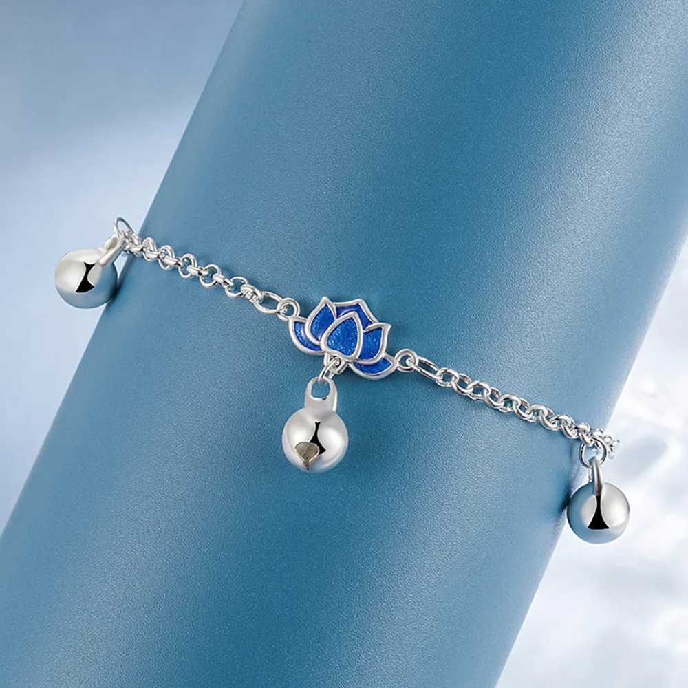 925 Sterling Silver Lotus Bell Charm Bracelets For Women Luxury Designer Fine Jewelry Accessories Wholesale Argent 925 Z250807
