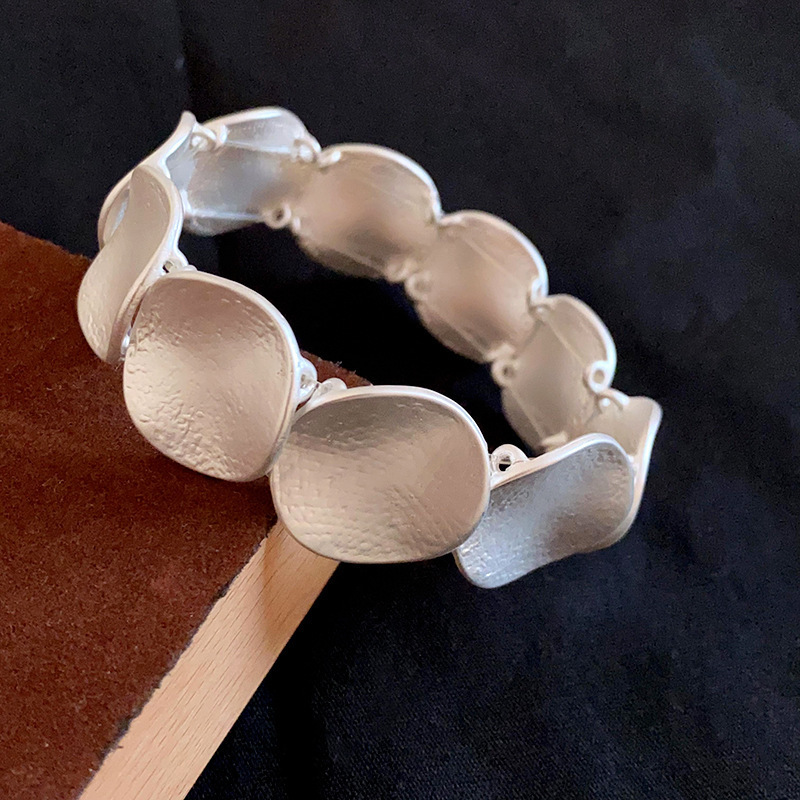 Minimalist Round Patchwork Metal Bracelet Niche Cold Style Geometric Wristband Unique Design New Fashion Jewelry