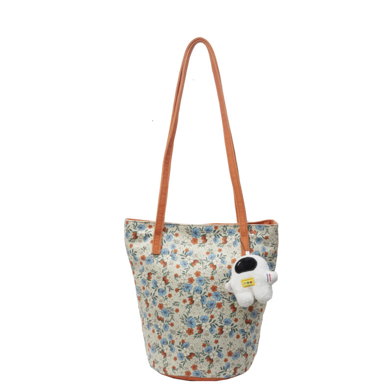 Luxury Brand Designer Bag Fashion Color-Block Bucket Bag For Women Small Floral Letter Print Shoulder Bag Ethnic Style Simple Girl Tote Bag