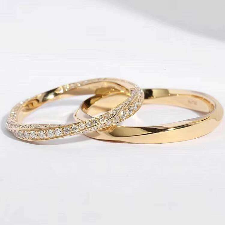 Xingguang 14k Pure Gold Mobius Moissanite Round Brillaiant Cut Vvs Clarity d Color Set Rings for Women Jeweley