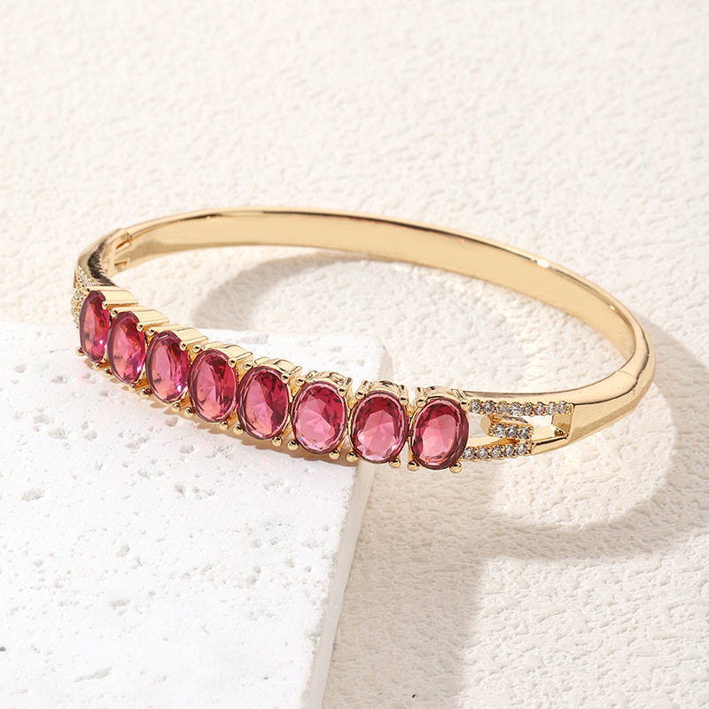 Designer Bangle Titanium Steel Bracelet Fashion Gypsy Women's Round Full Diamond Couple Stainless Steel 18 Gold Jewelry wholesales drop ship