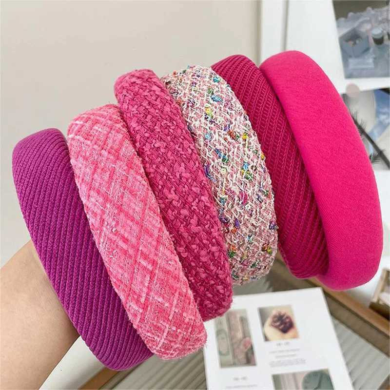 Rose Wide-brimmed Sponge Hair Band Wen Fairy Temperament Band Tweed Hoop Haiand Princ Girls Hair Accessories Y250808
