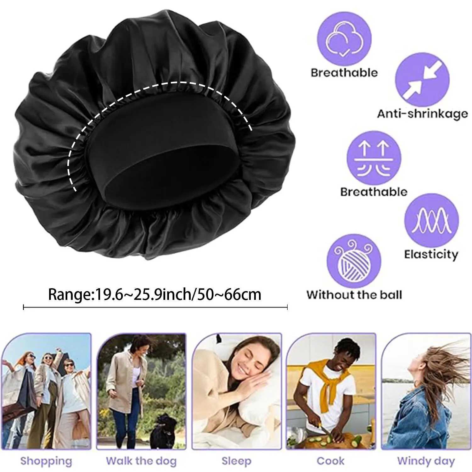 Satin Bonnet Hair Bonnet for SleepingSilk Bonnets for Black Women with Elastic Soft Band for Hair Care Z250808