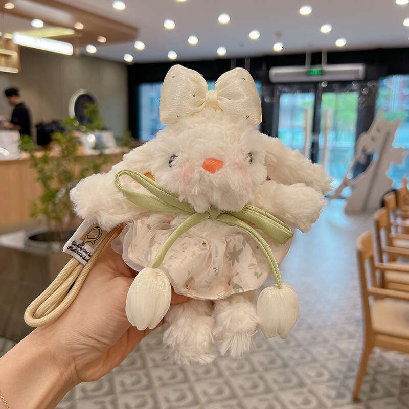 Cute Tulip Chiffon Skirt Lop-Eared Rabbit Keychain Adorable Plush Bunny Doll Internet Celebrity Bag Pendant