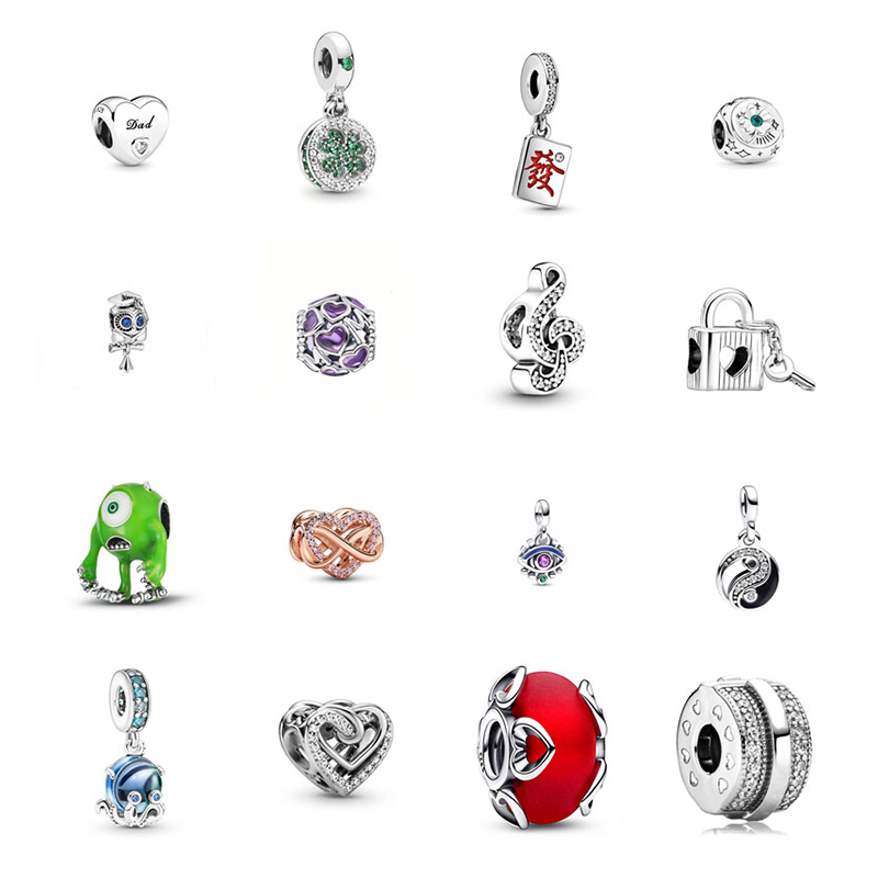Designer Love Money Cartoon Octopus Ocean Bagua Red Hanging Bead Jewelry DIY Accessories Silver S925 Free Shipping