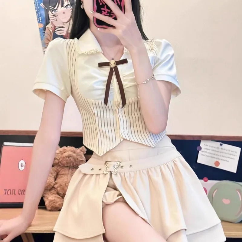 Jk Uniform Suit Skirt School Womens Summer Spice Girl Gentle Temperament Waist College Wind Cover Hips Thin 250729
