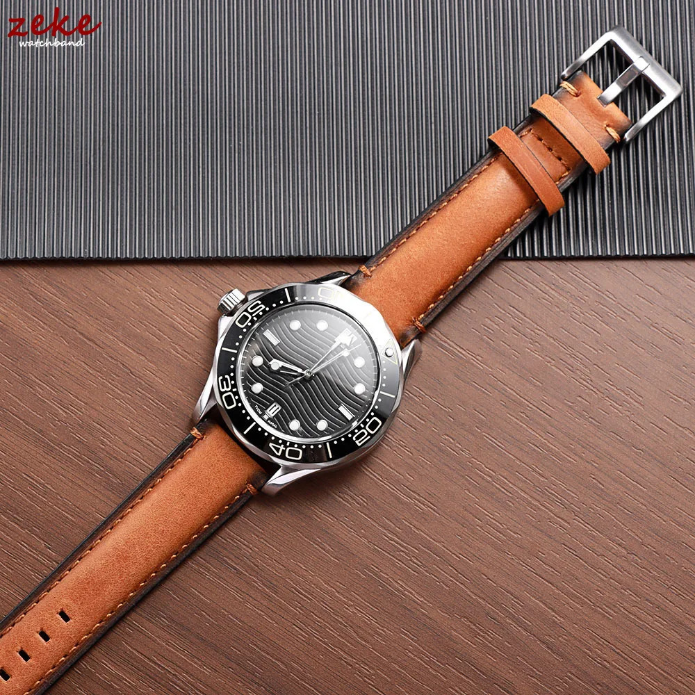 Premium Genuine Leather Watch Band 20mm 22mm 24mm for Soft Stitching Cowhide Strap Business Wristband 250805