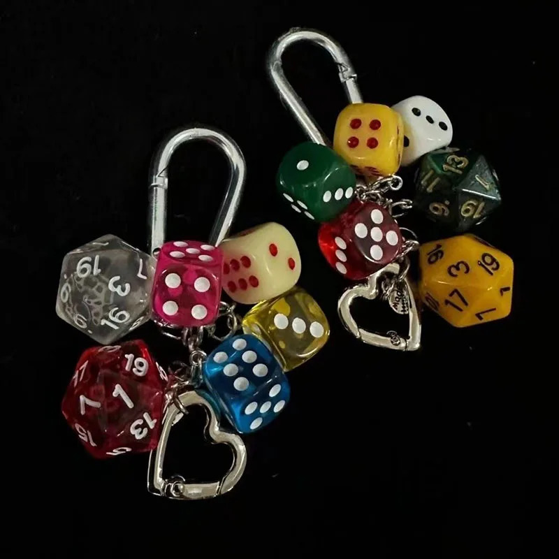 Original Vintage Dice Keychain Charm Accessories Zinc Alloy Ironworks Knot Buckle Belt Buckle Bag good fortune Pendant 250807