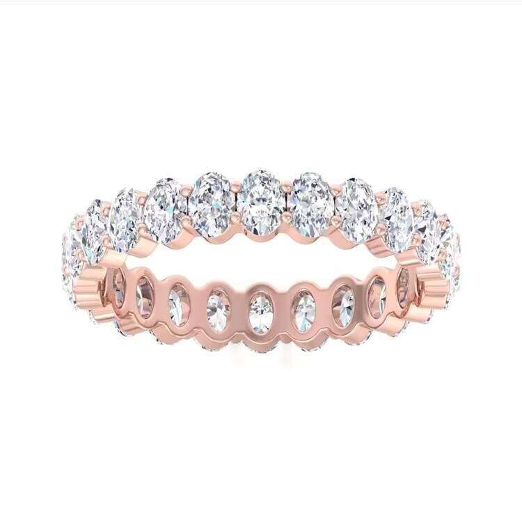 RTS VVS Oval Cut Wedding Eternity Rose Gold Pass Dia Tester Moissanite Engagement Ring for Women