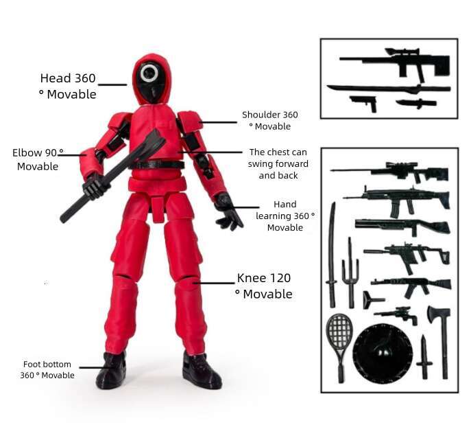 3D printed Squid Game figurine building block doll with movable joints, comes with weapons Perfect for fans of the hit series adding an extra layer of