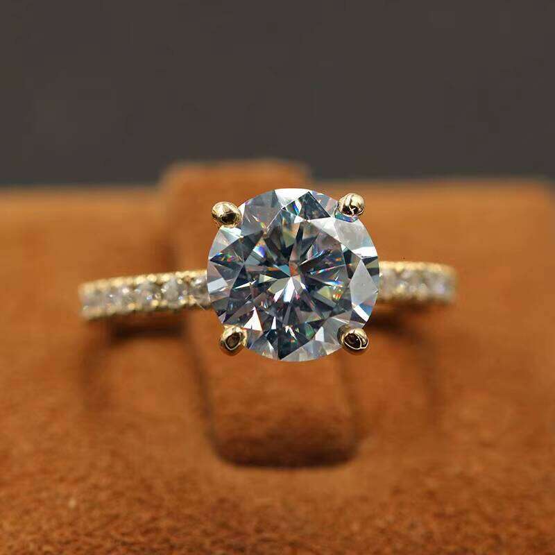 High Quality Wedding Ring Pass Dia Tester Round Cut 2CT Moissanite Gold Engagement Rings