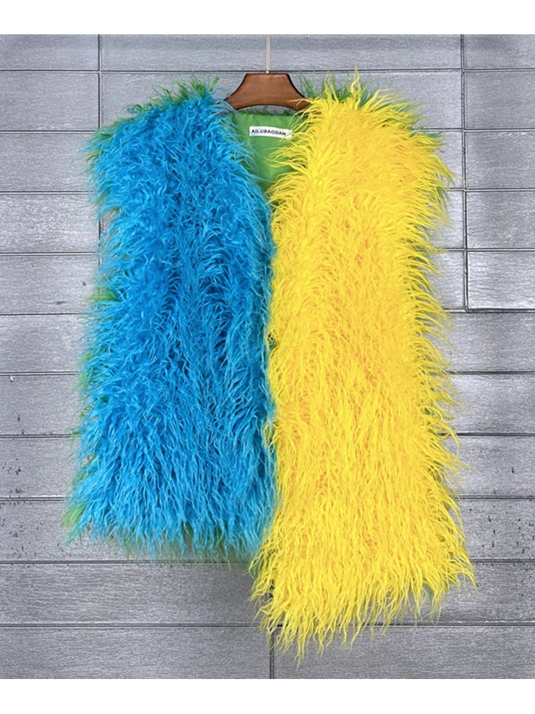 ZADORIN Irregular Patchworked Autumn Winter Faux Fur Vest Women Colorful Furry Jacket Fur Top Faux Fur Coats Vestes Femmes 250806