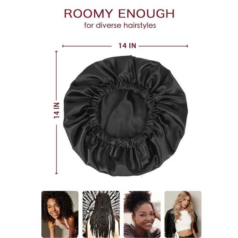 Satin Hat for Sleeping with Invisible Adjustable Buckle Double Layer Soft Comfortable Hair Care Shower Bonnet Z250808