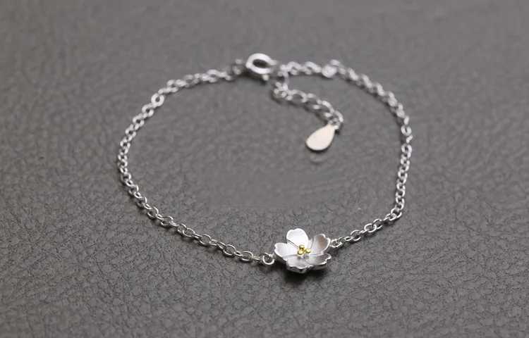 Personality New Art 925 Sterling Silver Jewelry Female Simple Bar Flower High-Quality Popular Bracelet for Women Z250807