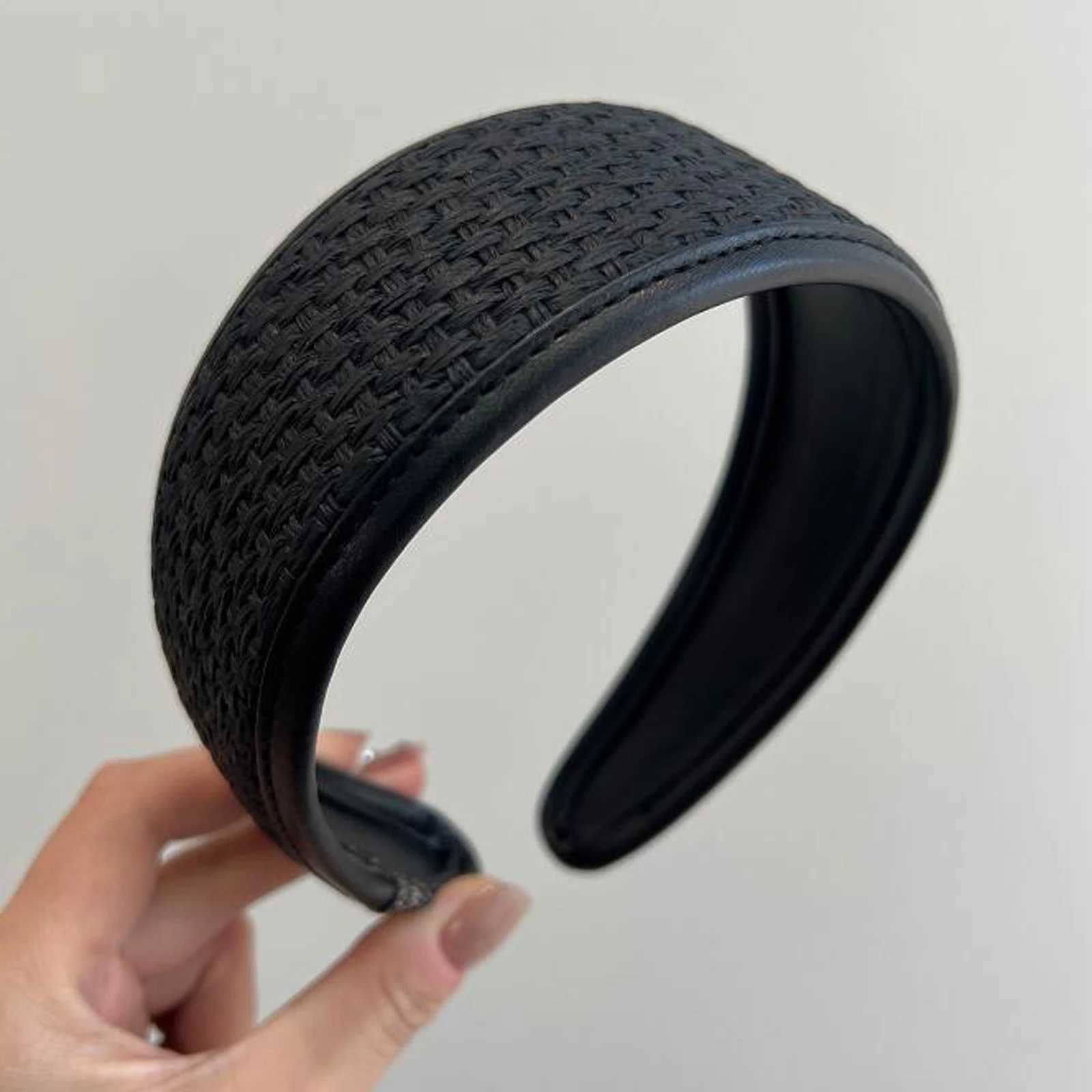 PROLY New Fashion Hairband For Women Solid Color Handmade Woven Band Wide Side Tuan Adt Hair Accessories Summer Y250808