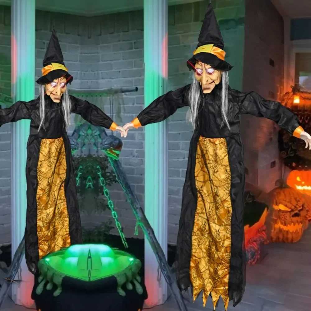 2025 Hot Halloween Decor Talking Witch Outdoor Spooky Animatronic Witch Decor Prop Red Eye Animated Witch Home Festival Decor G250913