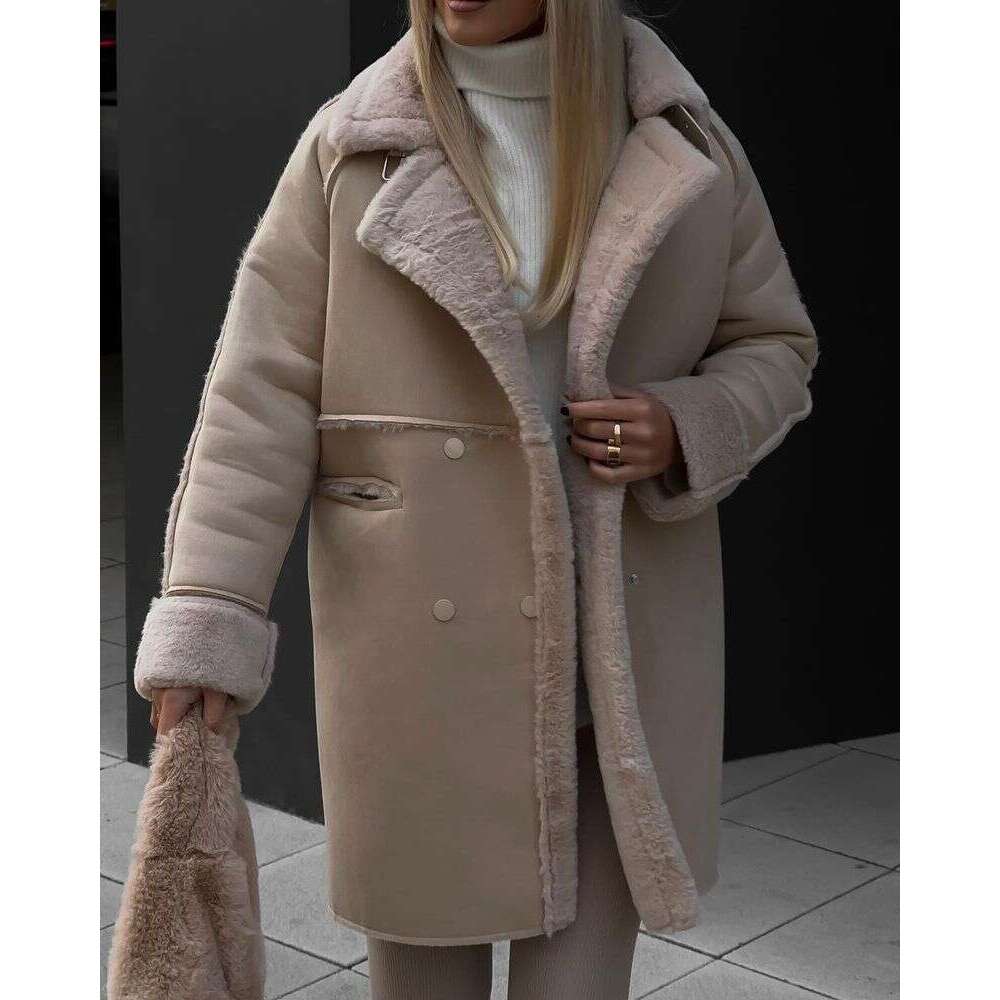 Women's Clothing New Furry Suede Coat Suit Collar Cardigan Long Sleeve Plush Jacket fur coat