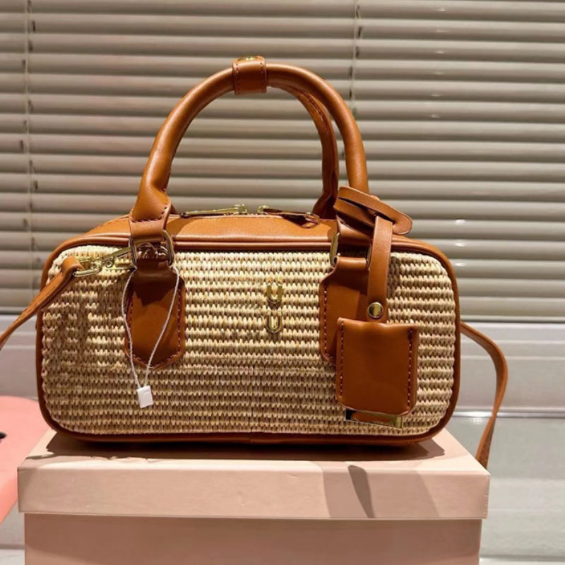 Raffia Designer Ladies Bowling Bag Luxury Weave Small Square package Casual Large Capacity Handbag Fashion Women Shoulder Bags