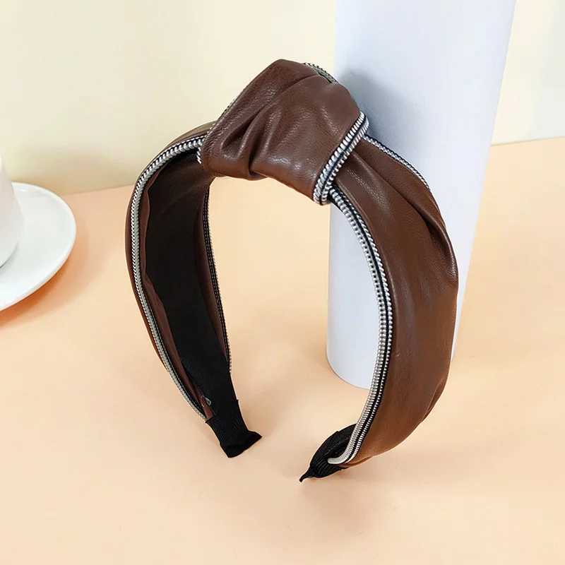 Vintage Wen Piece PU Leather Cloth Knotted Bands for Adult Party Headwear Adult Hair Hoop Accessories Y250808