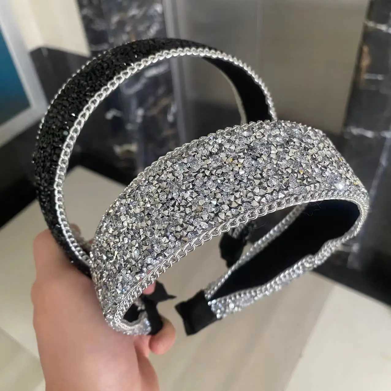 Wide-brimmed Rhinestone Band Fairy Fashion Haiand High-end Wens Hair Accories Y250808