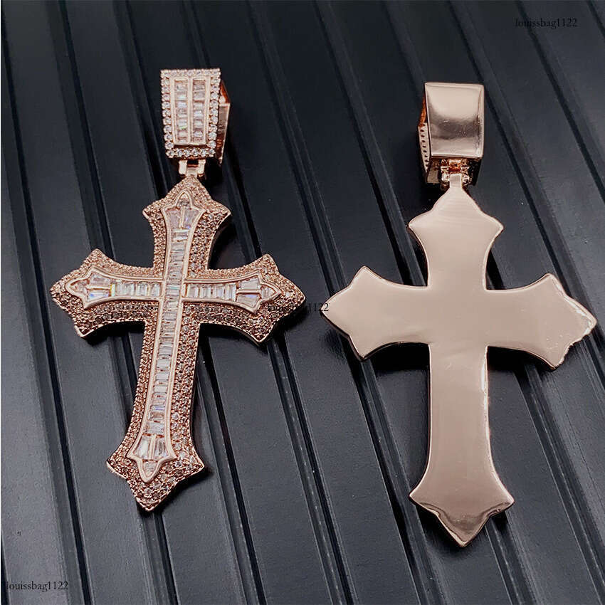 Full Sterling Silver Inlaid Moissanite chain Jewelry Cross Personalized Accessory Necklace Pendant