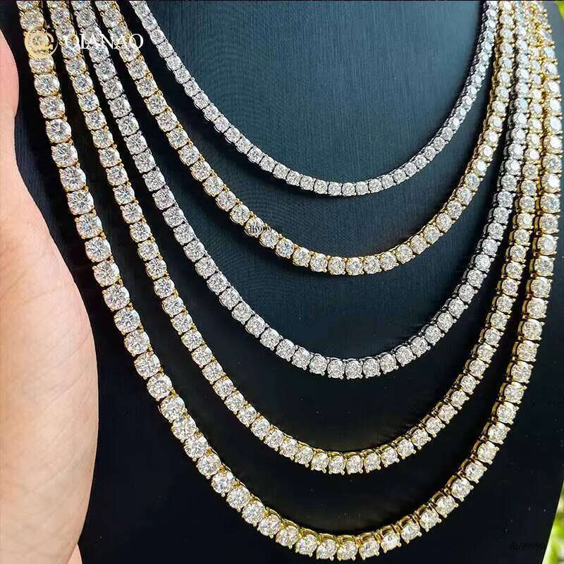 QIANAO Jewelry 6mm Wide Sterling Sier Hip Hop Dia Chaine Pour Femme Moissanite Gemstone Tennis Chain for Women