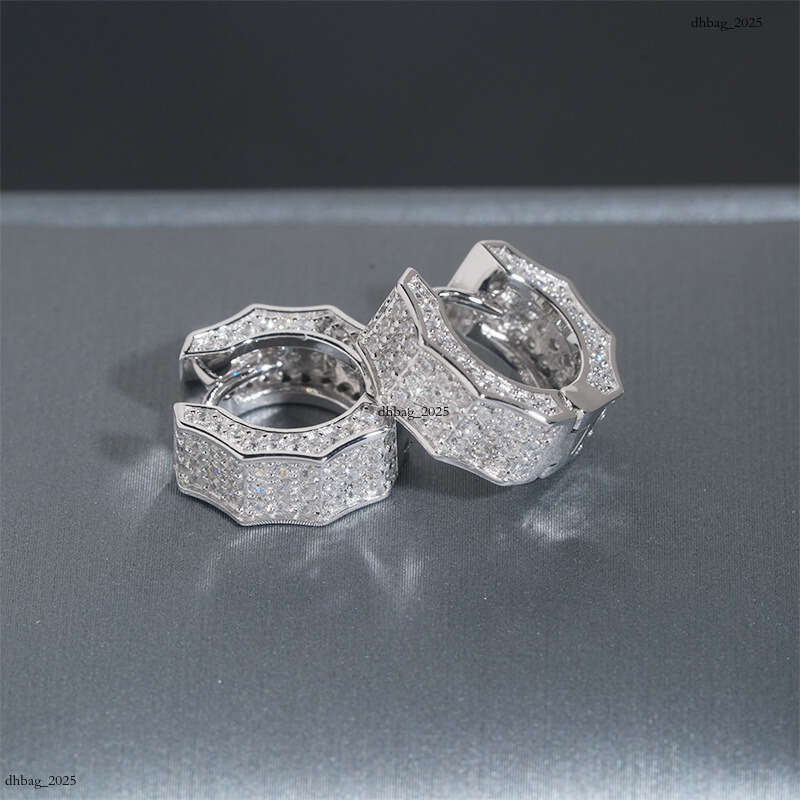 ICED OUT Hip Hop Sterling Sier Stud 5A Zircon Inlaid Men and Women Earrings