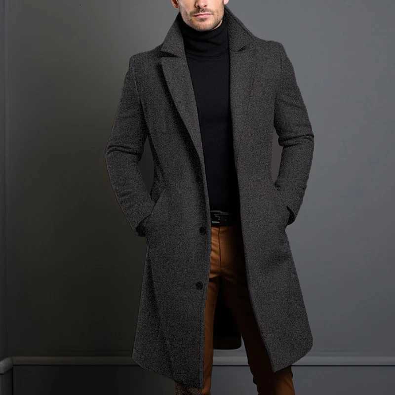 Winter Mens Trench Coats Luxury Male Mid-Long Warm Wool Jackets Casual Mens Business Comfortable Overcoat Clothing W250809