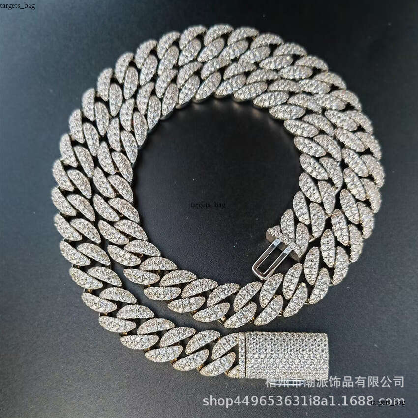 12mm Full Dia Cuban Necklace for Men Fashionable Versatile Moissanite chain Inlaid Hot Selling Factory 111