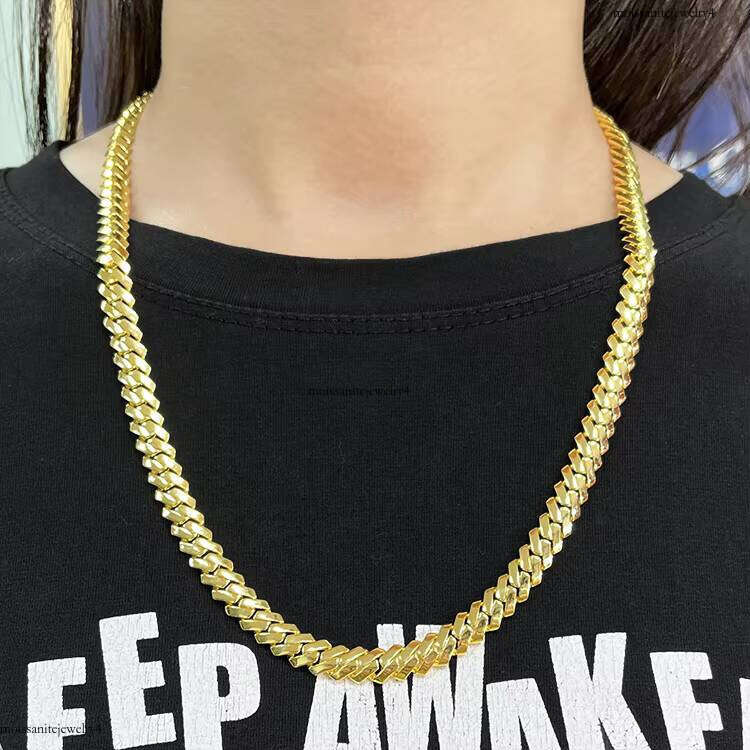 Hot Sale Stylish Sier Miami S 8mm 12mm 15mm Wide Plated Real Gold Cuban Link Chian with Free Lettering