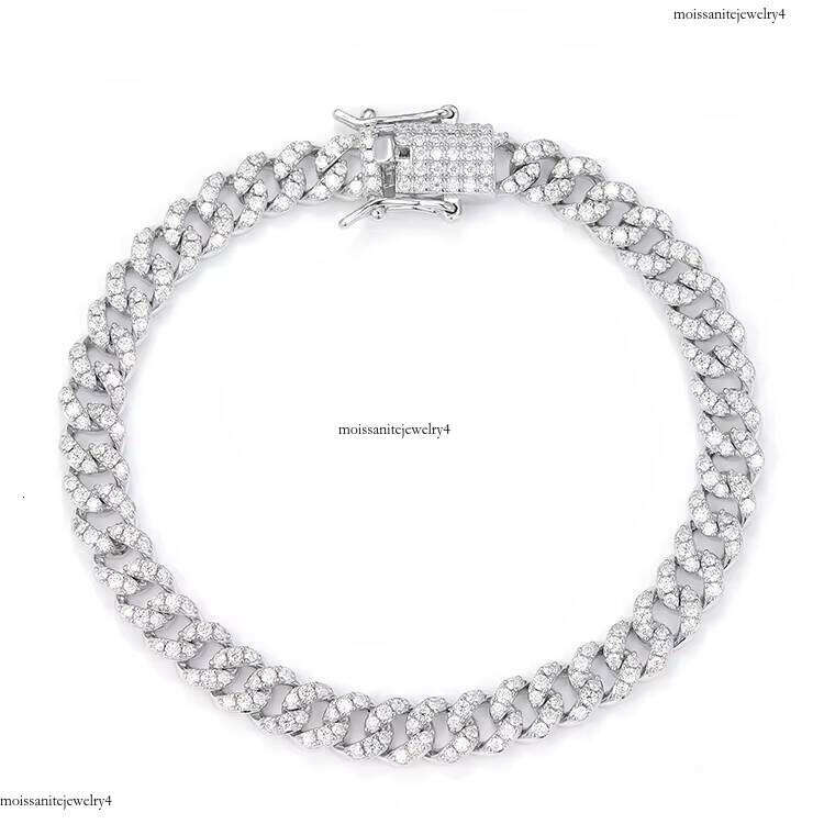 Fashion Single Row 6mm 10mm GRA Moissanite Solid Sier Hip Hop Necklace Rapper Cuban Link Chain