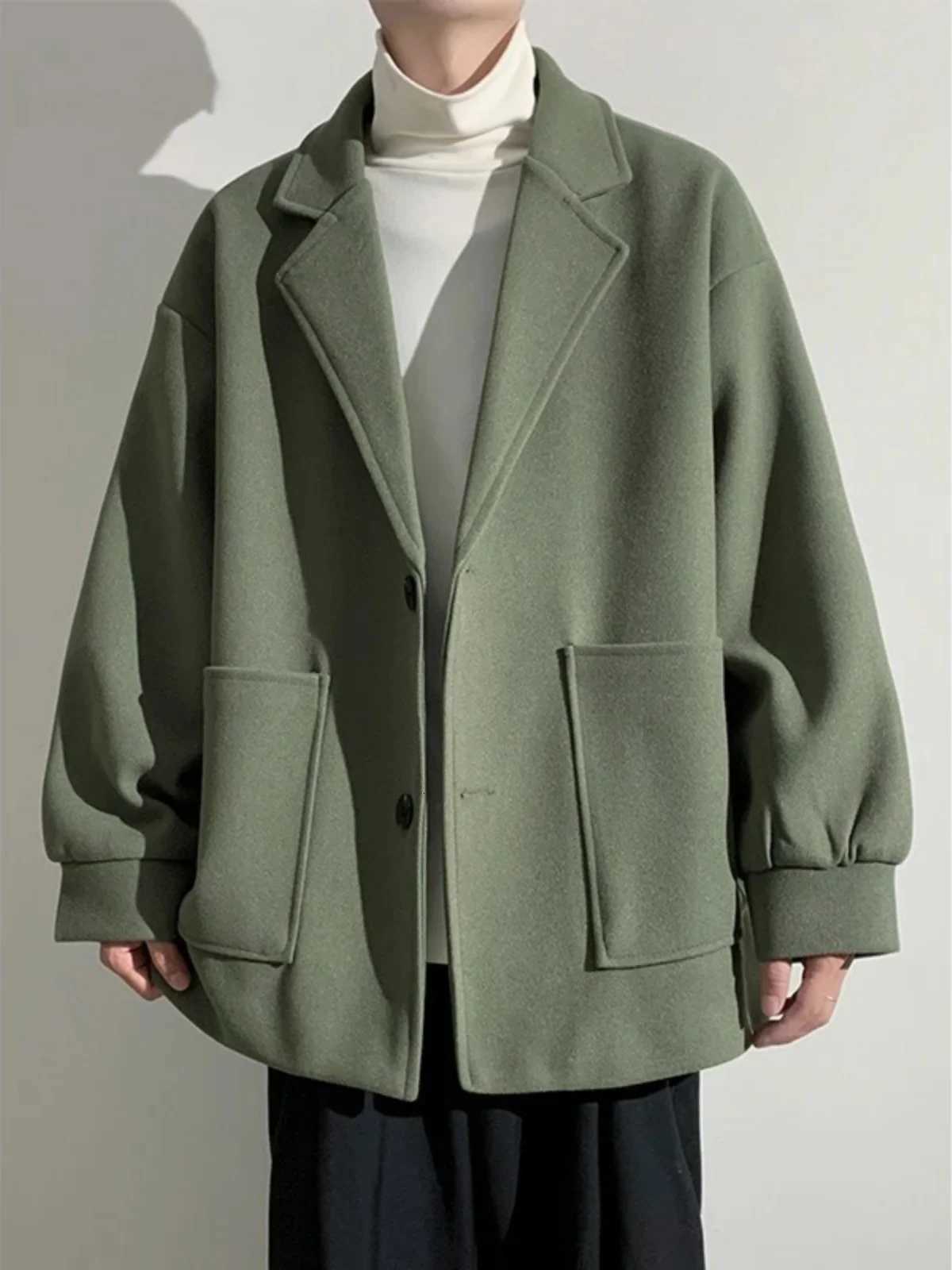 Mens Lamb Velvet Jacket Thinned Medium Sleeve Autumn Winter Woolen Suit Coat Lightweight Mature Sle Fashionable Coat XJ250809