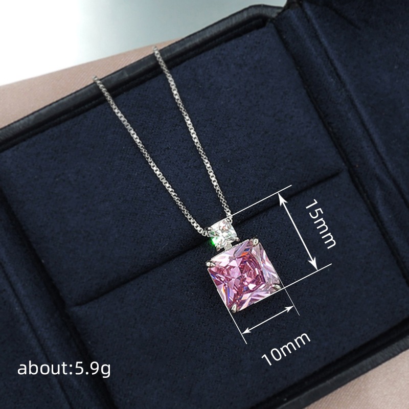 Square Perfume Bottle CZ Diamond Necklace Earrings Charm Designer Jewelry Set Sterling Silver Love Heart Pendant Necklaces for Woman Birthday Gift Fin