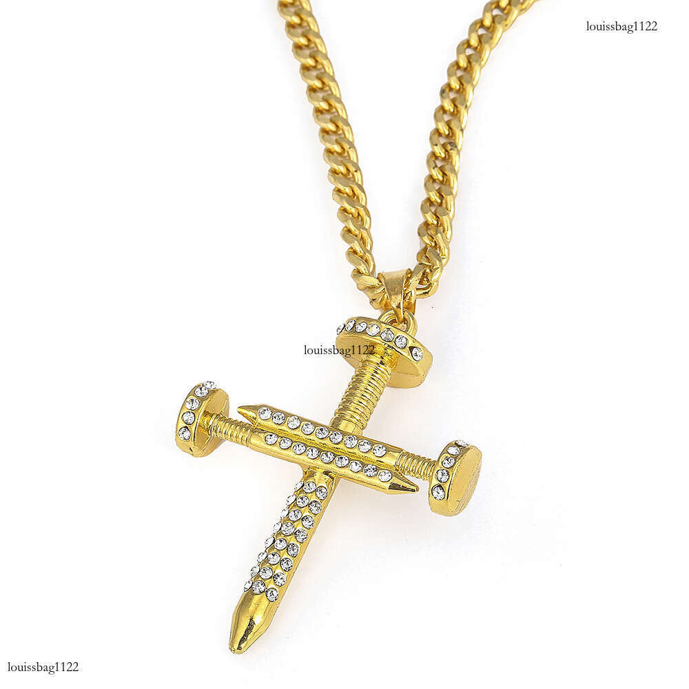 Cross Hip Hop Full Dia Nail Pendant Street Dance Men's Trendy Necklace
