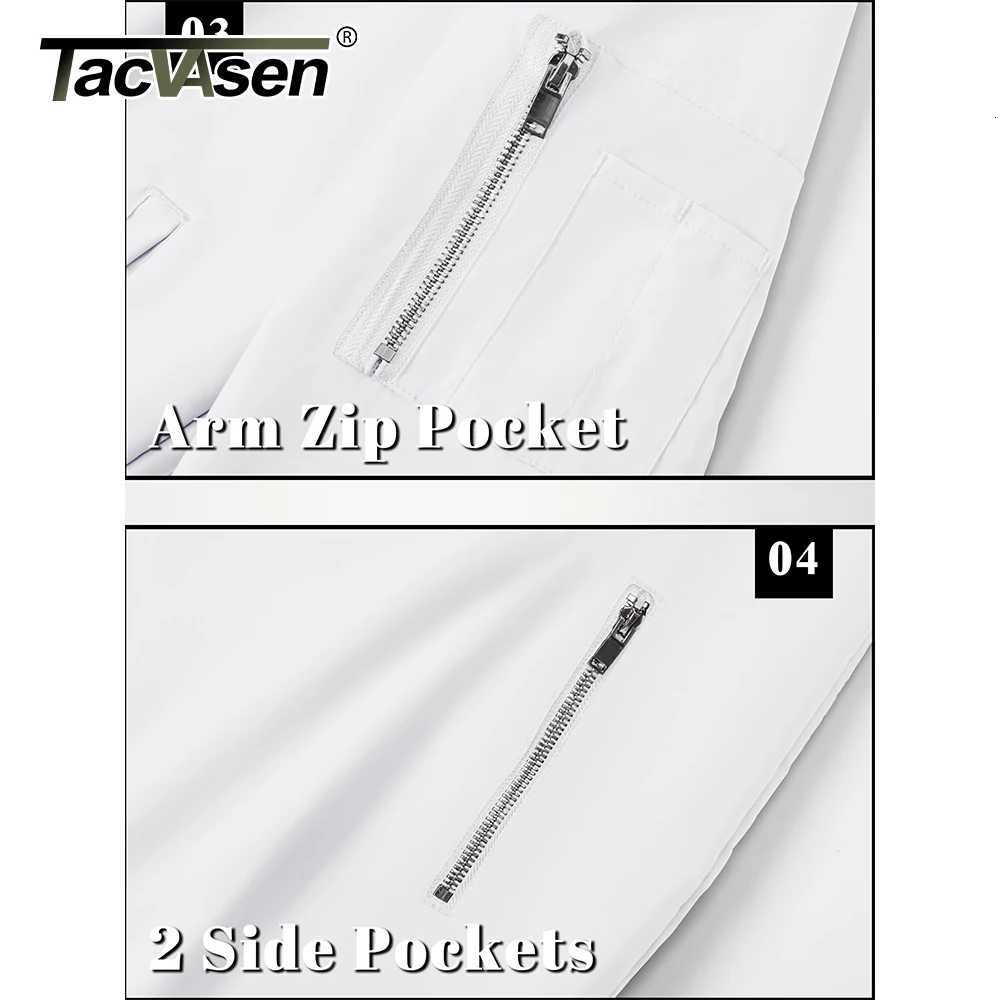 TACVASEN Mens Bomber Jacket Summer Autumn Thin Lightweight Casual Windbreaker Multi-Pockets Full Zip Up Varsity Baseball Jacket W250809