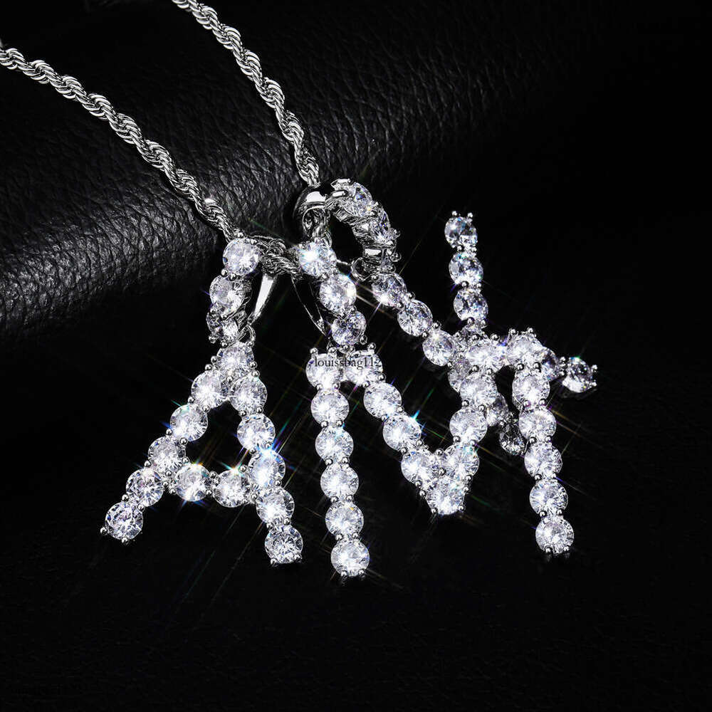 Hip Hop 26 English Letters Pendant Unisex Trendy Brand Moissanite chain Necklace