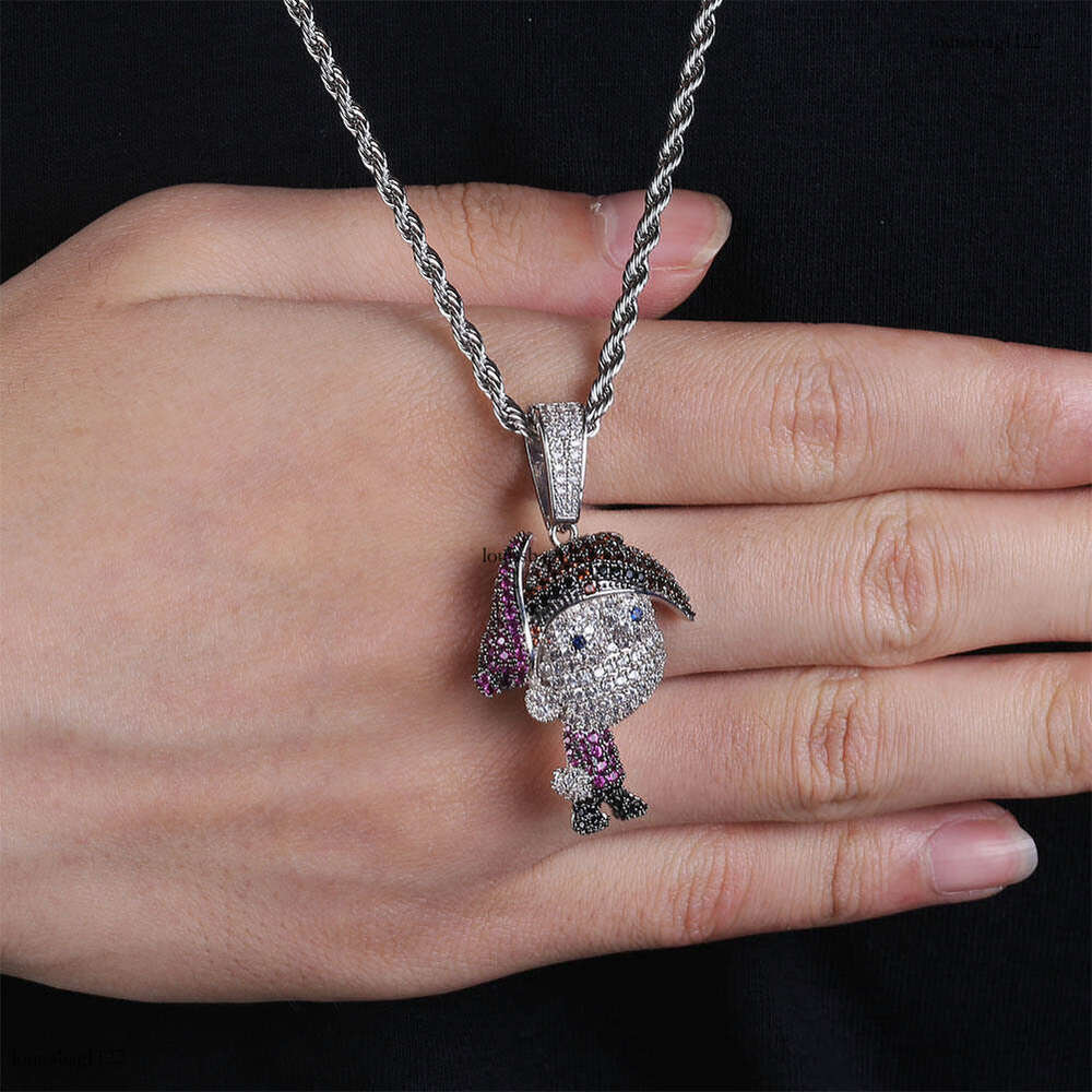 Anime Family Mart Main Timmy Cartoon Character Pendant Full Moissanite chain Personality Hip-Hop Necklace Jewelry