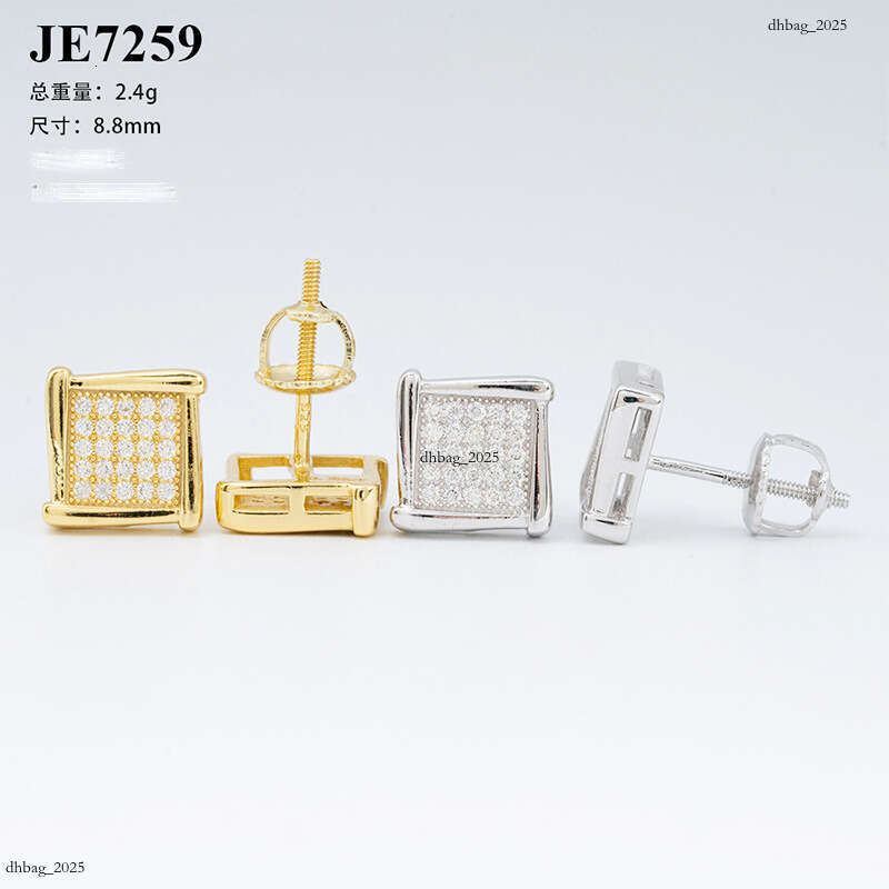 New Men's and Women's Hip-Hop Jewelry Pure Sier Earrings with Moissanite Studs