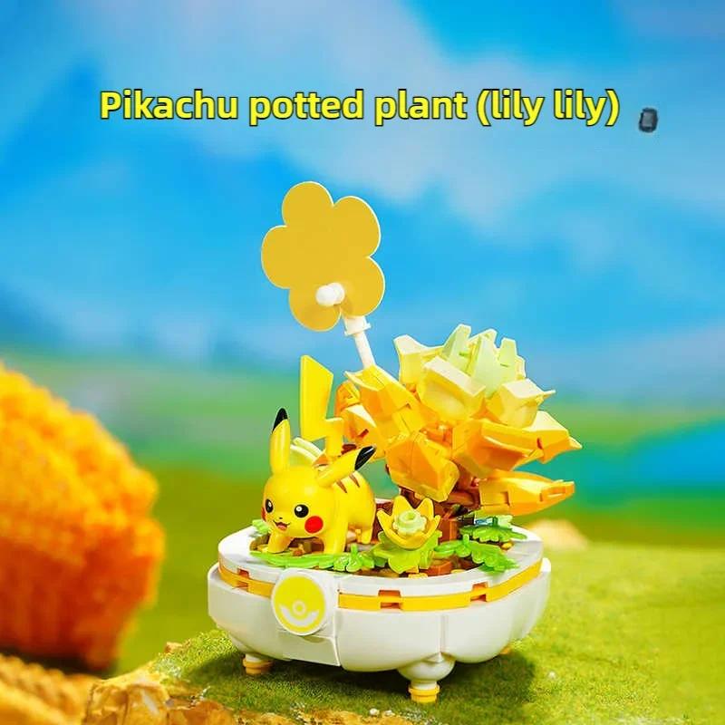 Pokemon Building Blocks Pikachu Togepi Sylveon Sprigatito Flower Plant Potted Bricks Toy Desktop Decoration Collection Kids Gift