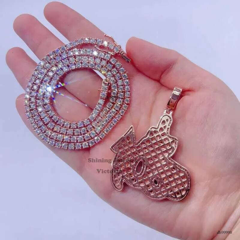 Necklaces 14k Rose Gold Pendant Plated Sterling Sier Hip Hop Men Vvs Moissanite Dia Iced Out Allah Pendan