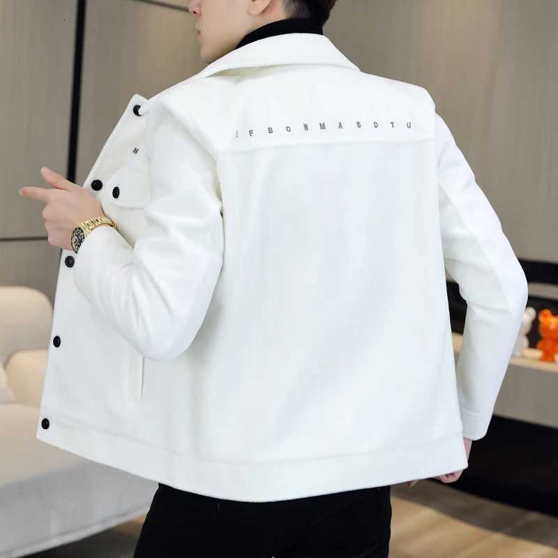 Autumn/Winter Men Lapel Woolen Jacket Fashion Slim Fit Suit Coat High Quality Checkered Multi Pocket Korean Casual Jacket XJ250809