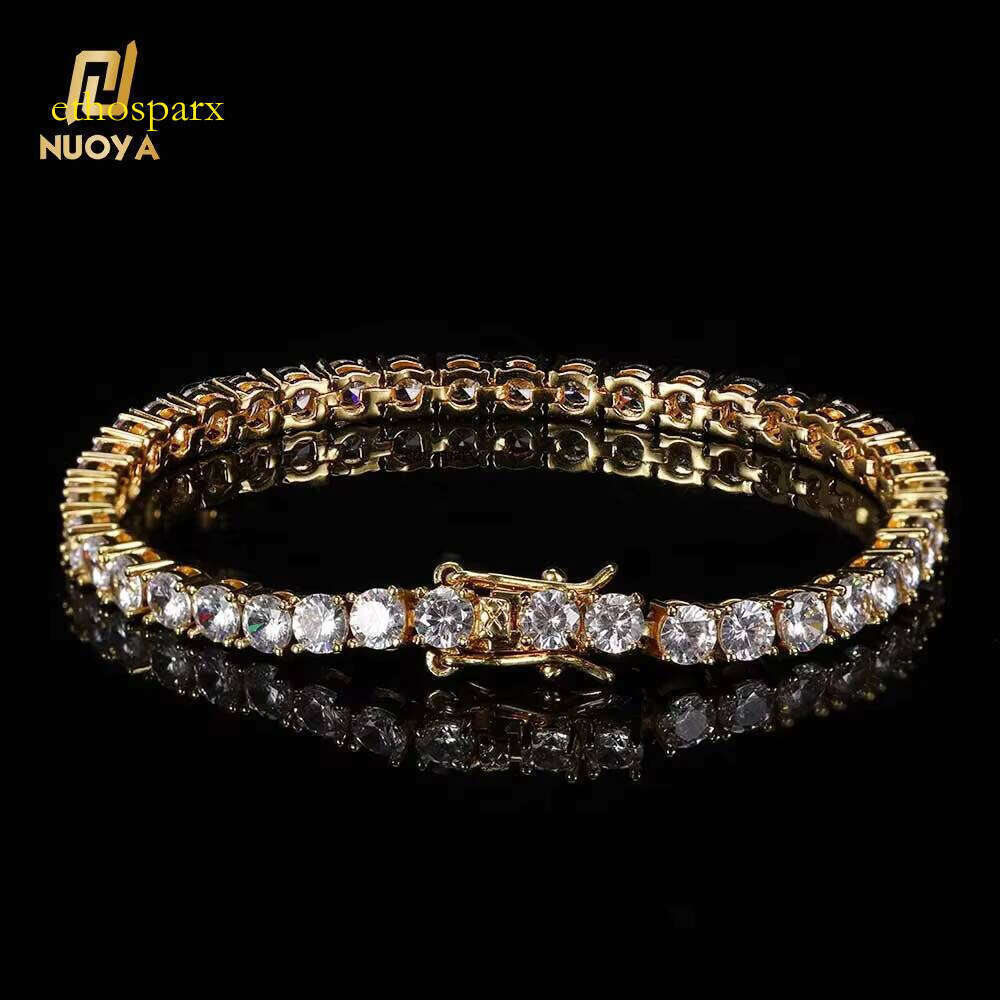 NUOYA 3MM High Quality Dia Bracelet Iced Out CZ Stone Gold Plated Tennis Chain Jewelry for Women