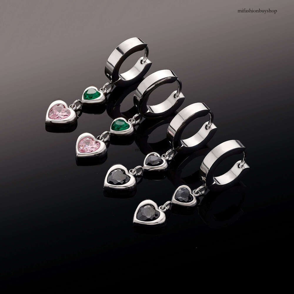 Light Colorful Heart Zircon Elegant Women Sterling Silver Earrings Non-Fading Personality Tassel Ear Clips