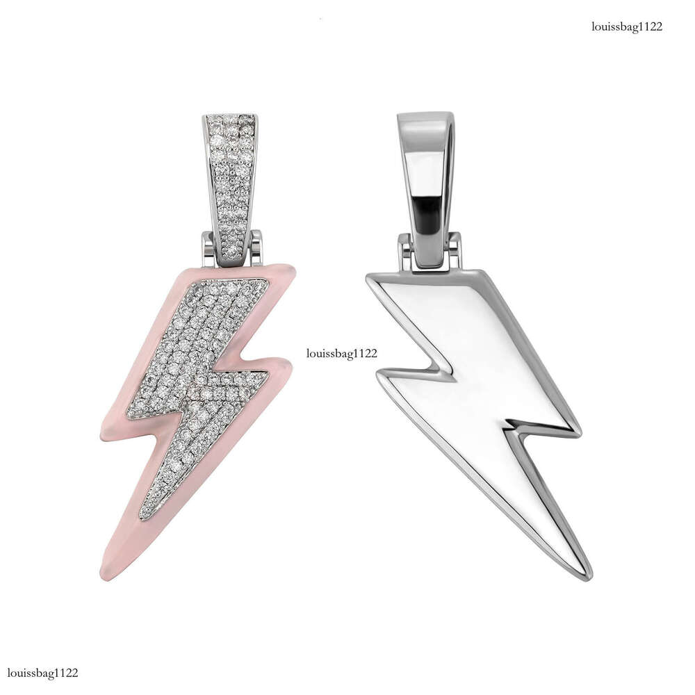Live Colorful Full Dia Luminous Lighing Hip-Hop Pendant Men's Trendy Necklace Sterling Silver Inlaid Moissanite chain