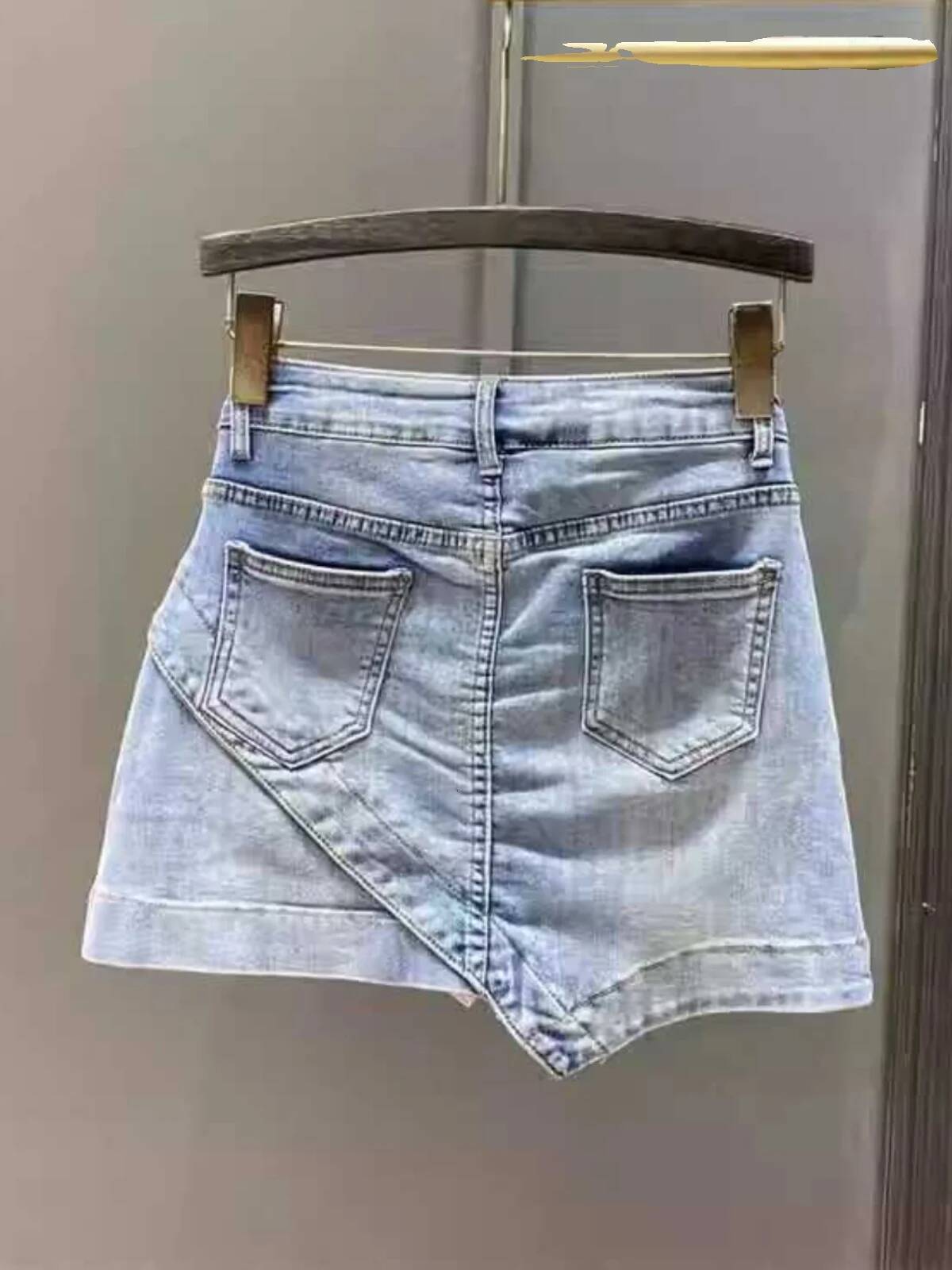 2025 Summer New Women's trend High Waist A-line Skirt Women's Cowboy Asymmetric Slim Short Skirt Fashion Commuting Sled Cotton Blended Summe