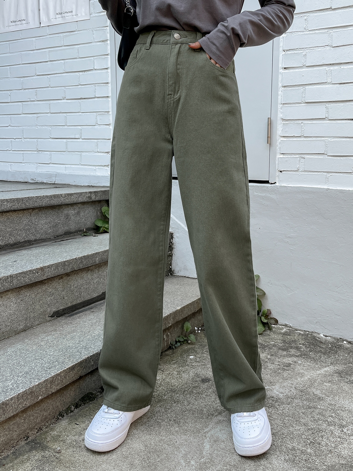 Women's casual versatile wide-leg jeans