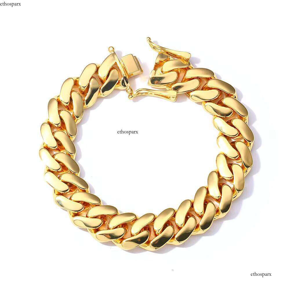 NUOYA 10/12/15/19/22mm Heavy Miami Cuban Link Chain Rose Gold Plated Brass Hip Hop Jewelry Zircon Bracelet Gift