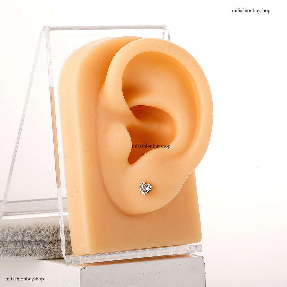 Zircon for Women Sweet Fashion Korean Style Peach Heart Small Earrings Heart-Shaped Dia-Studded Ear Jewelry