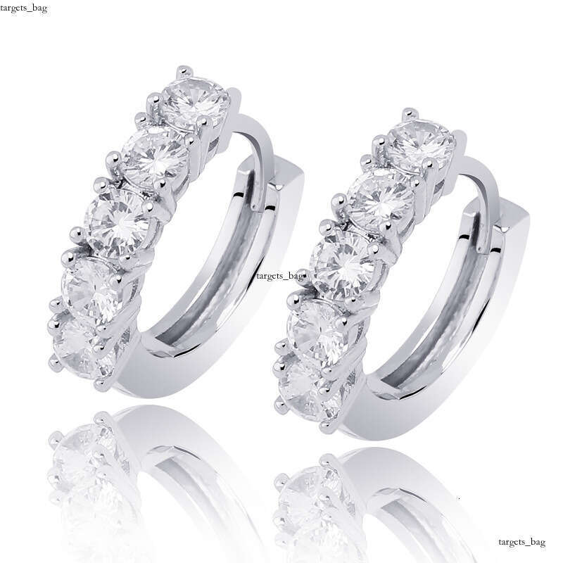 Single Row Zircon Hip-Hop Unisex Couple Hinge Hoop Trendy Personality Bling Earrings