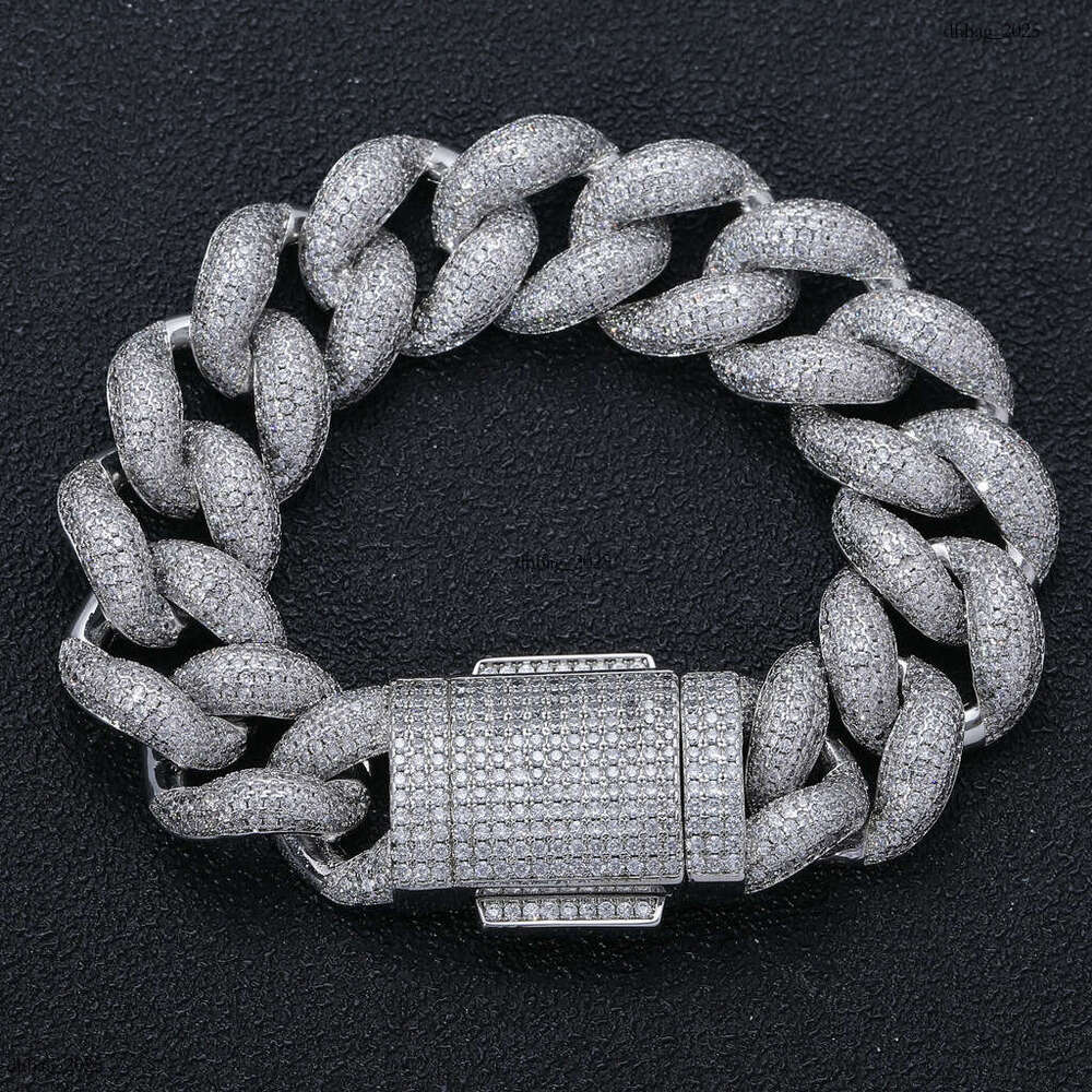 New Hip-Hop 18mm Encrypted Bubble Cuban Chain Spring Clasp Full Zircon Dominant Bracelet